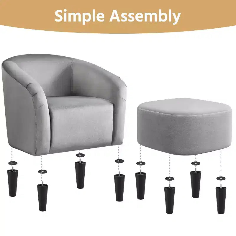 Yaheetech Fabric Upholstered Accent/Barrel Chair and Ottoman Set for Living Room
