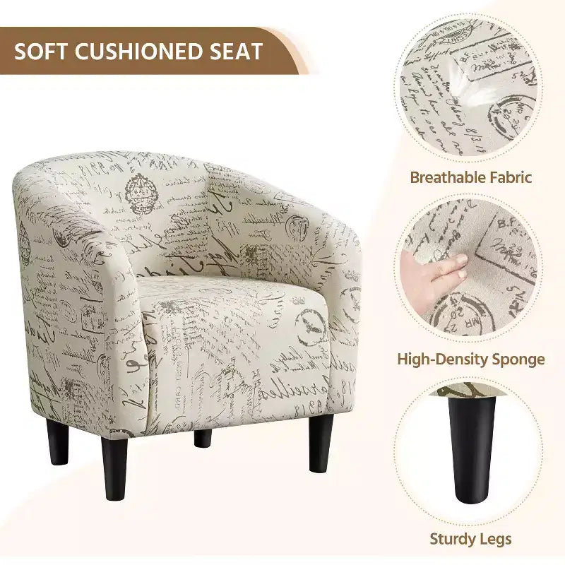 Yaheetech Fabric Upholstered Accent/Barrel Chair and Ottoman Set for Living Room