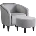 Yaheetech Fabric Upholstered Accent/Barrel Chair and Ottoman Set for Living Room