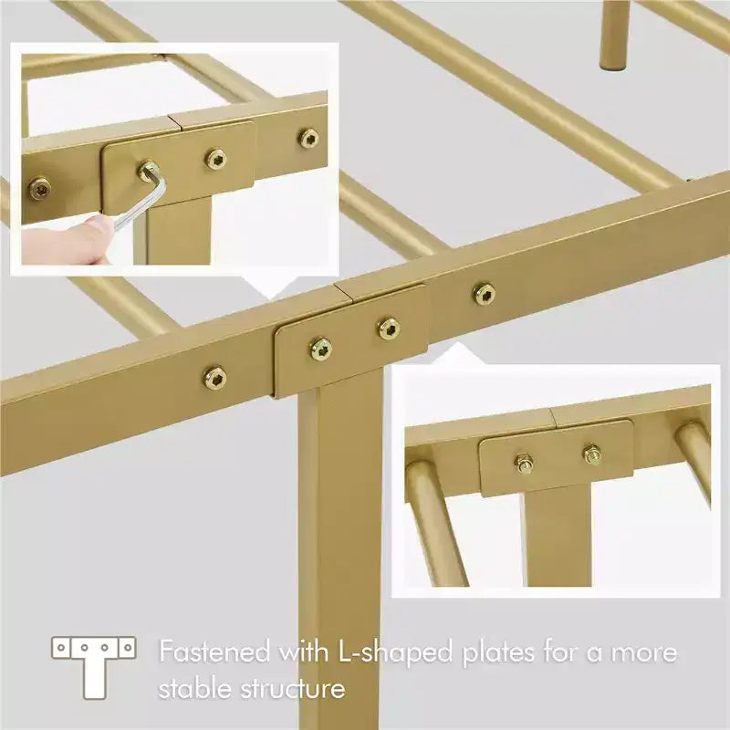 Yaheetech Metal Platform Bed Frame with Petal Accented Headboard and Footboard