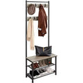 Yaheetech 73H Metal Hall Tree with Shoe Storage Bench Coat Rack with 9 Movable Hooks Entryway Coat Rack